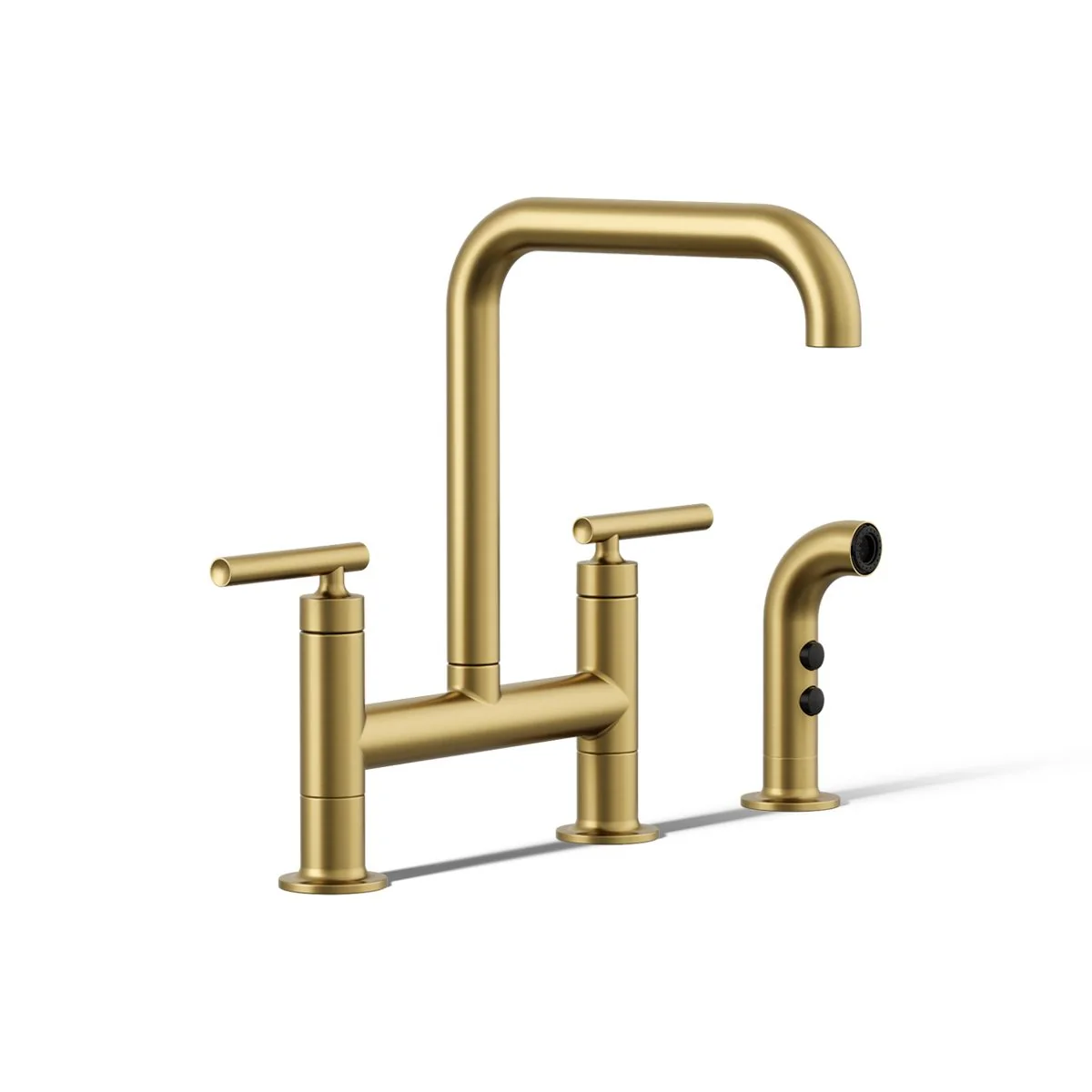 KOHLER K-7548-4 Purist Two-hole bridge kitchen sink faucet with side sprayer - Image 12