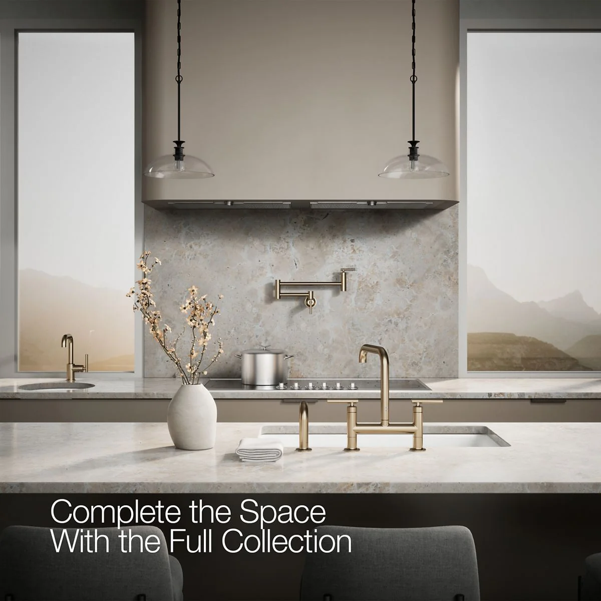 KOHLER K-7548-4 Purist Two-hole bridge kitchen sink faucet with side sprayer - Image 27
