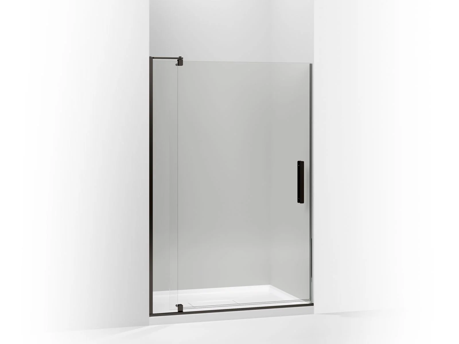 KOHLER K-707556-L Revel Pivot shower door, 74" H x 43-1/8 - 48" W, with 5/16" thick Crystal Clear glass