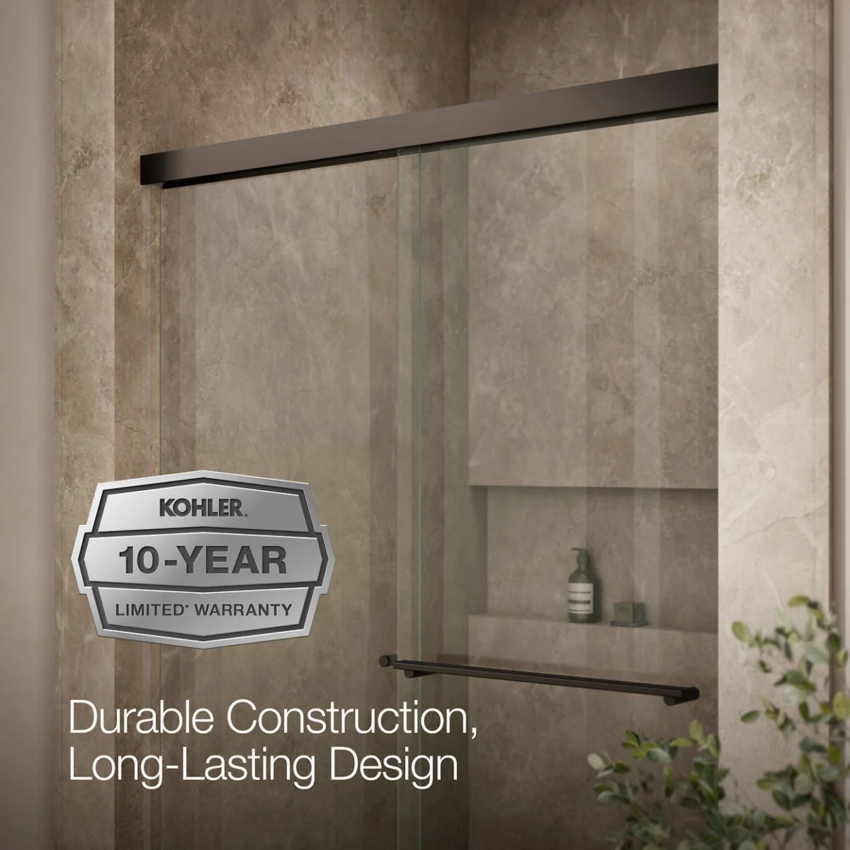 KOHLER K-707100-L Revel Sliding shower door, 70" H x 44-5/8 - 47-5/8" W, with 1/4" thick Crystal Clear glass - Image 8