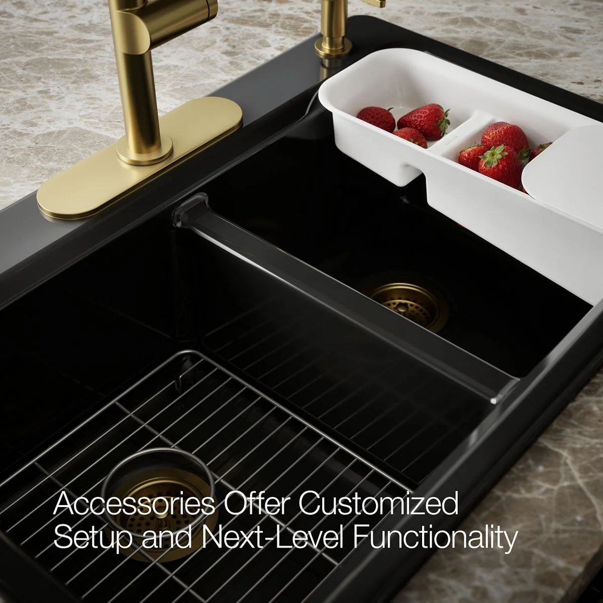 KOHLER K-8679-4A2 Riverby 33" top-mount double-bowl workstation kitchen sink - Image 14