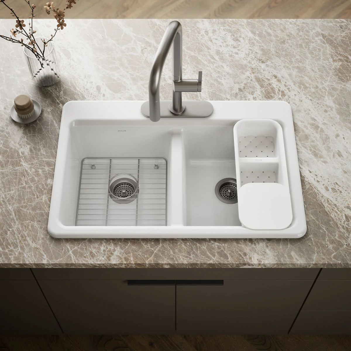KOHLER K-8679-3A2 Riverby 33" top-mount double-bowl workstation kitchen sink - Image 7