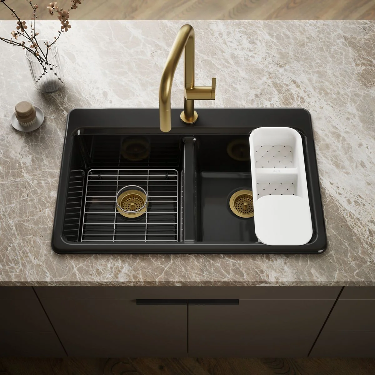 KOHLER K-8679-1A2 Riverby 33" top-mount double-bowl workstation kitchen sink - Image 6