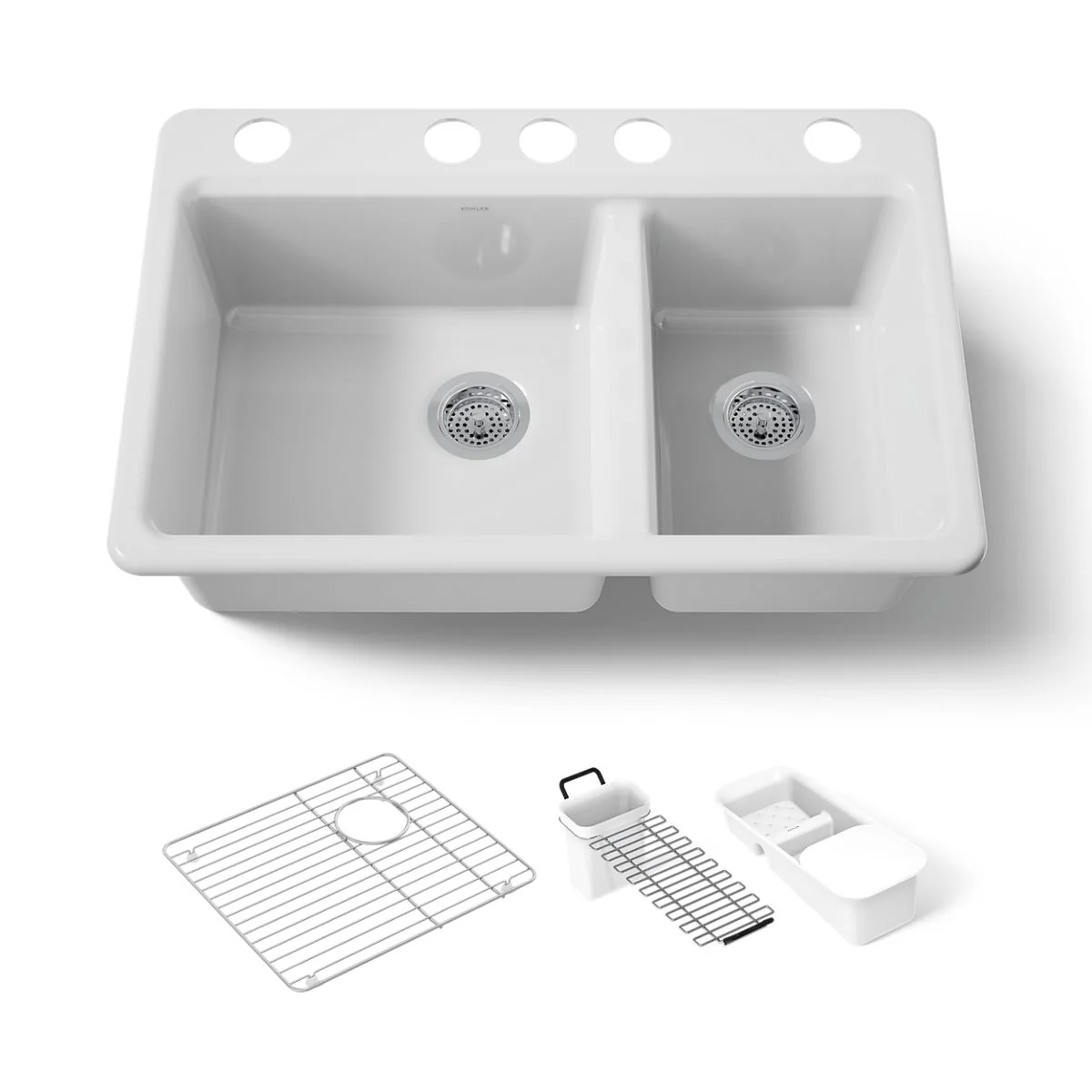 KOHLER K-8669-5UA3 Riverby 33" undermount double-bowl workstation kitchen sink - Image 14