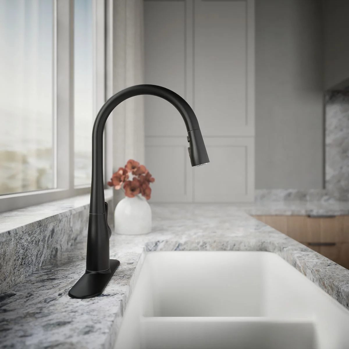 KOHLER K-596 Simplice Pull-down kitchen sink faucet with three-function sprayhead - Image 11