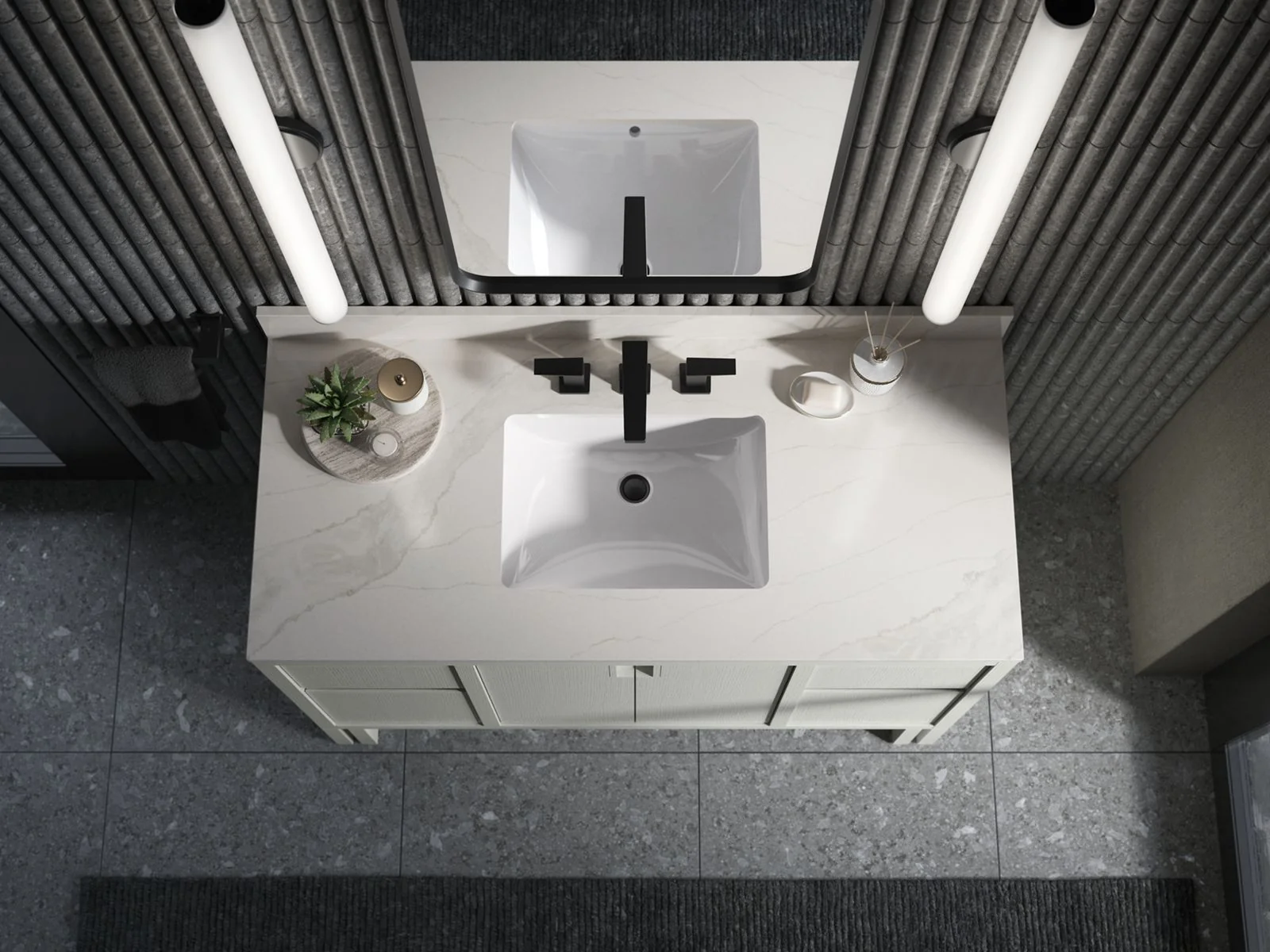 KOHLER K-32839 Solive 48" bathroom vanity cabinet with sink and quartz top - Image 5
