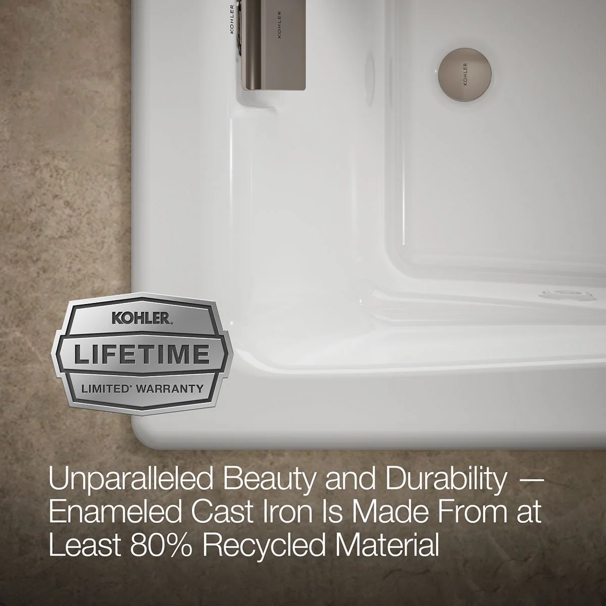 KOHLER K-865-JHD Tea-for-Two 71-3/4" x 36" drop-in/undermount whirlpool bath - Image 9