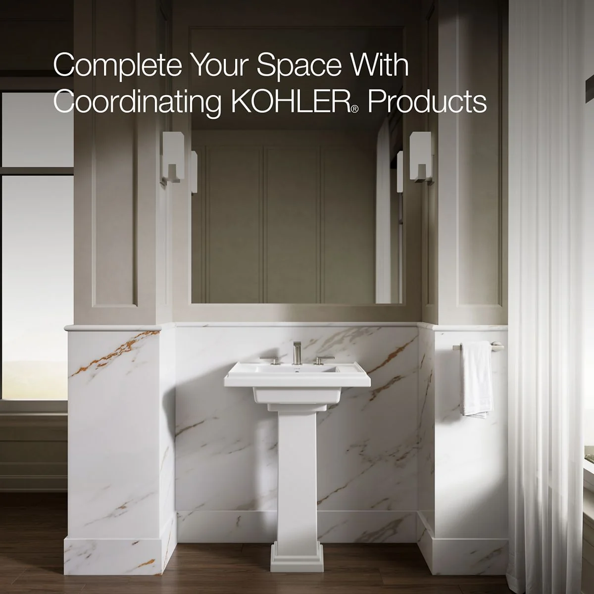KOHLER K-2757-8 Tresham 24" square pedestal bathroom sink - Image 6