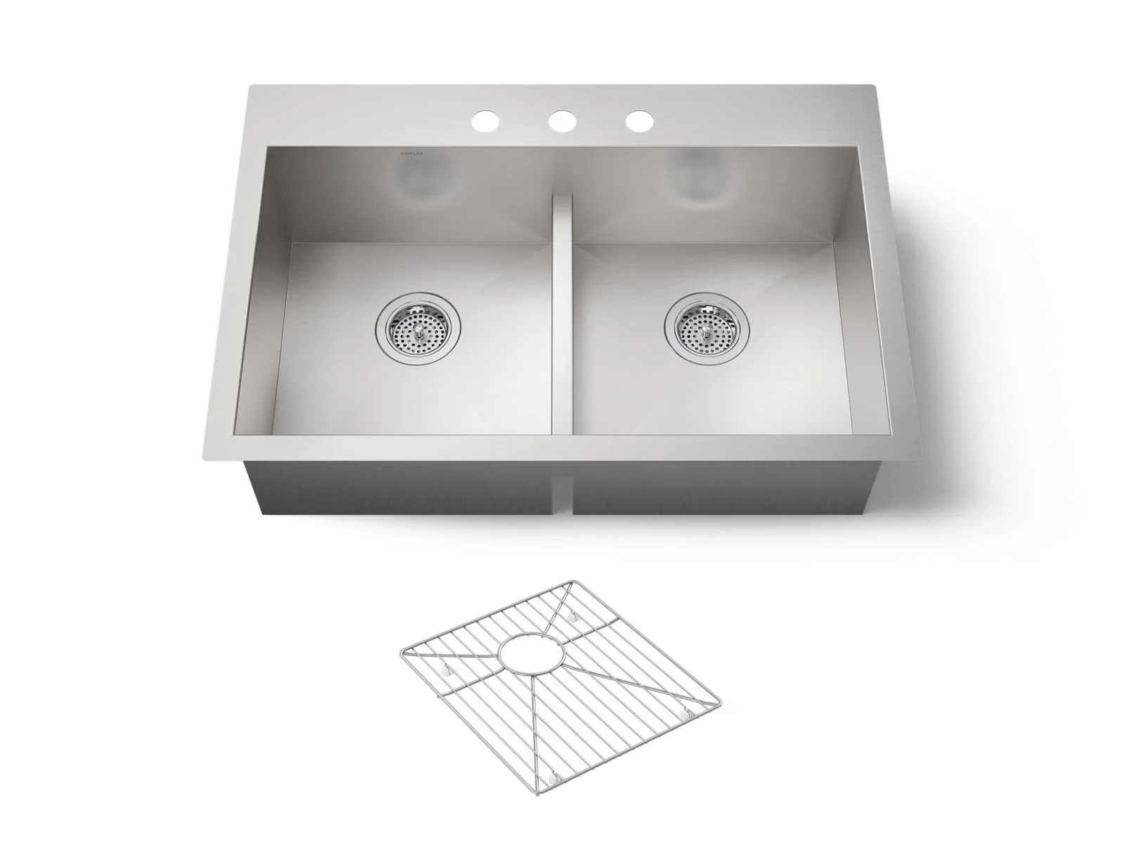 KOHLER K-3838-3 Vault Smart Divide 33" top-/undermount double-bowl kitchen sink - Image 2