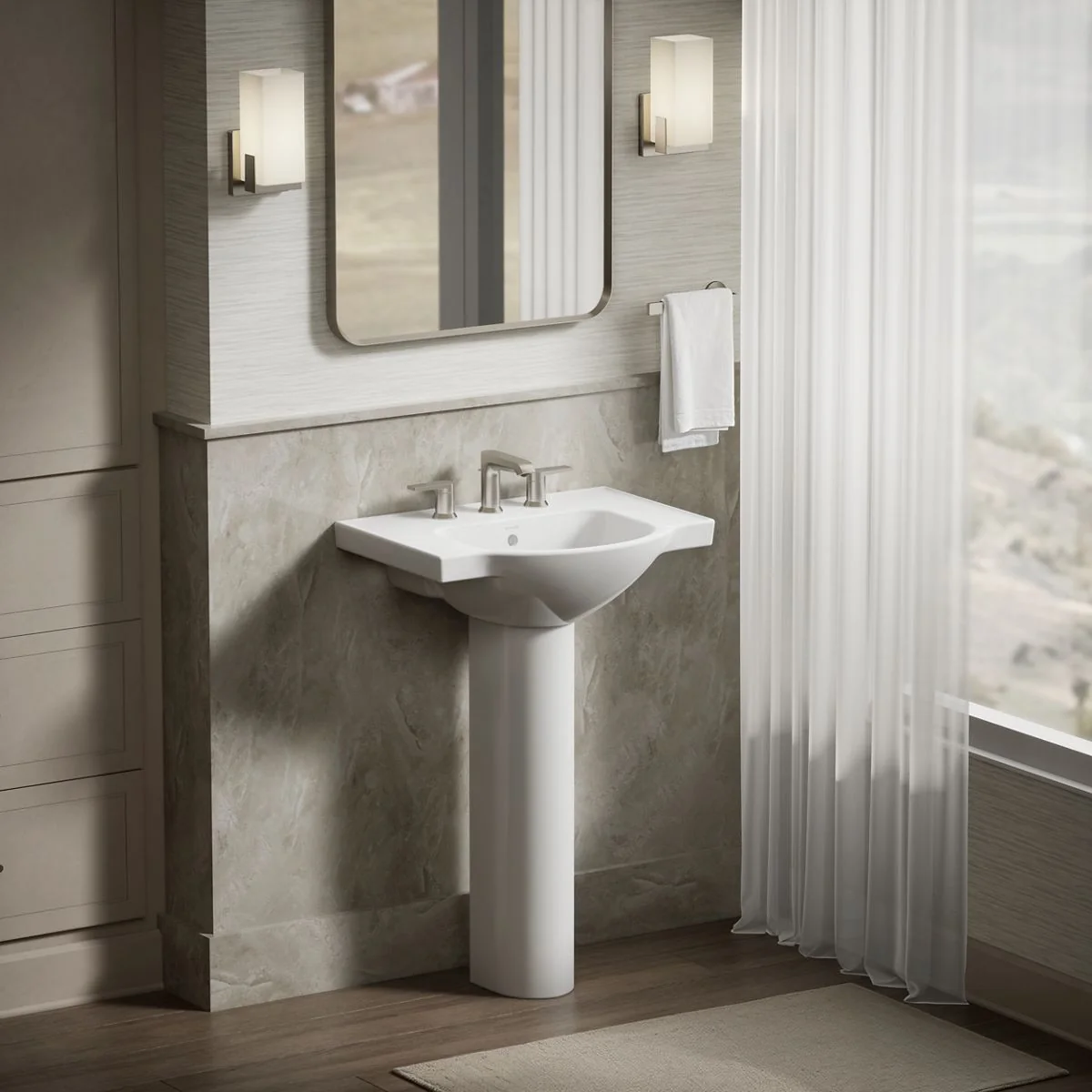 KOHLER K-5248-8 Veer 24" square pedestal bathroom sink - Image 5