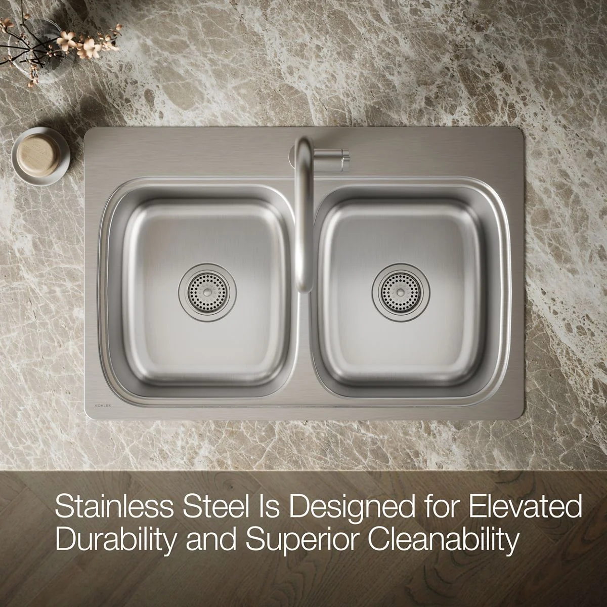 KOHLER K-5267-1 Verse 33" top-mount double-bowl kitchen sink - Image 4