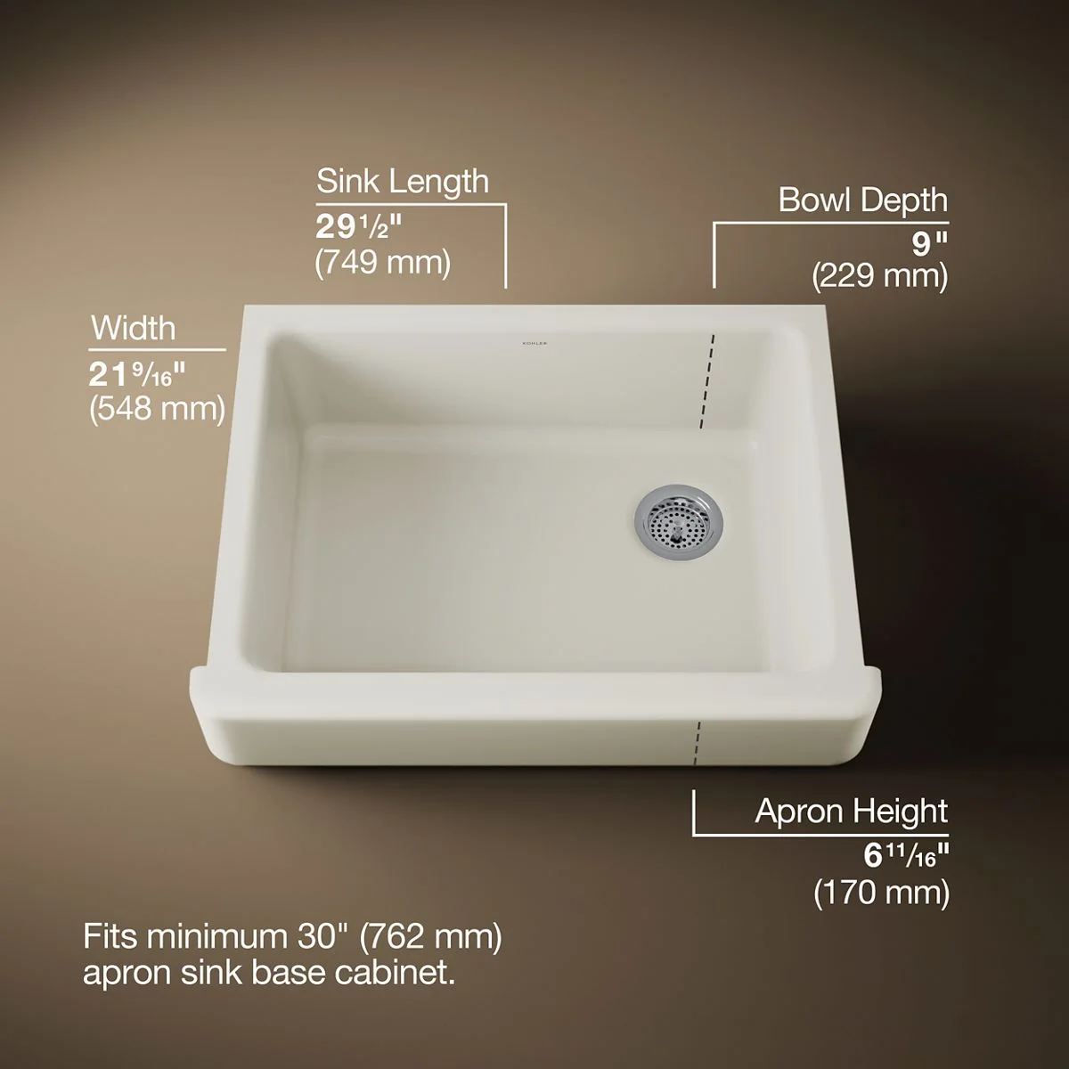 KOHLER K-6486 Whitehaven 29-1/2" undermount single-bowl farmhouse kitchen sink - Image 48