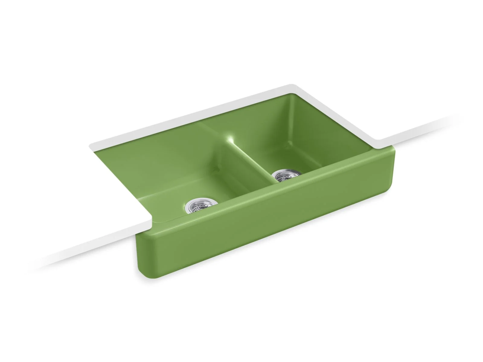 KOHLER K-6426 Whitehaven Smart Divide 35-1/2" undermount double-bowl farmhouse kitchen sink with short apron - Image 3