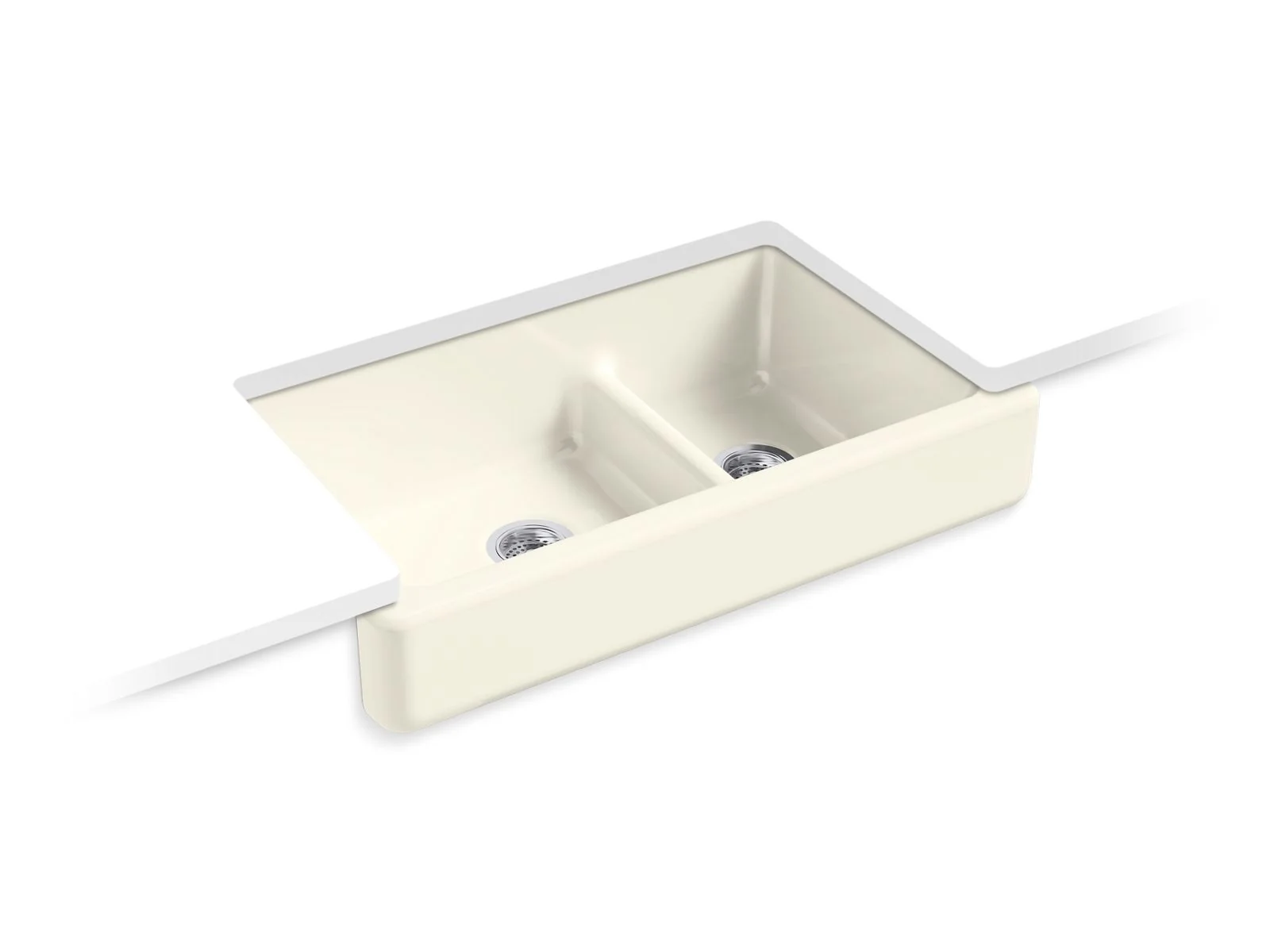 KOHLER K-6426 Whitehaven Smart Divide 35-1/2" undermount double-bowl farmhouse kitchen sink with short apron - Image 8