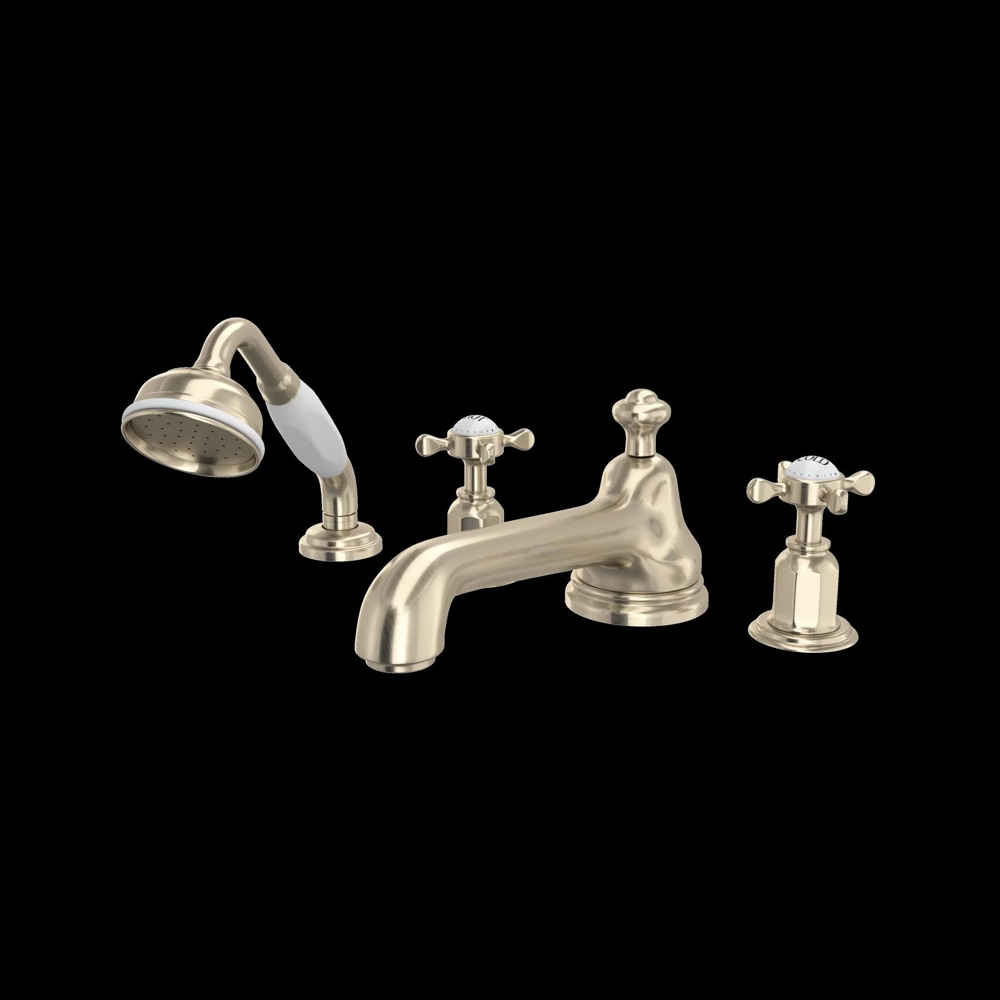 Perrin & Rowe U.3738 Edwardian 4-Hole Deck Mount Tub Filler with Low Spout - Image 5