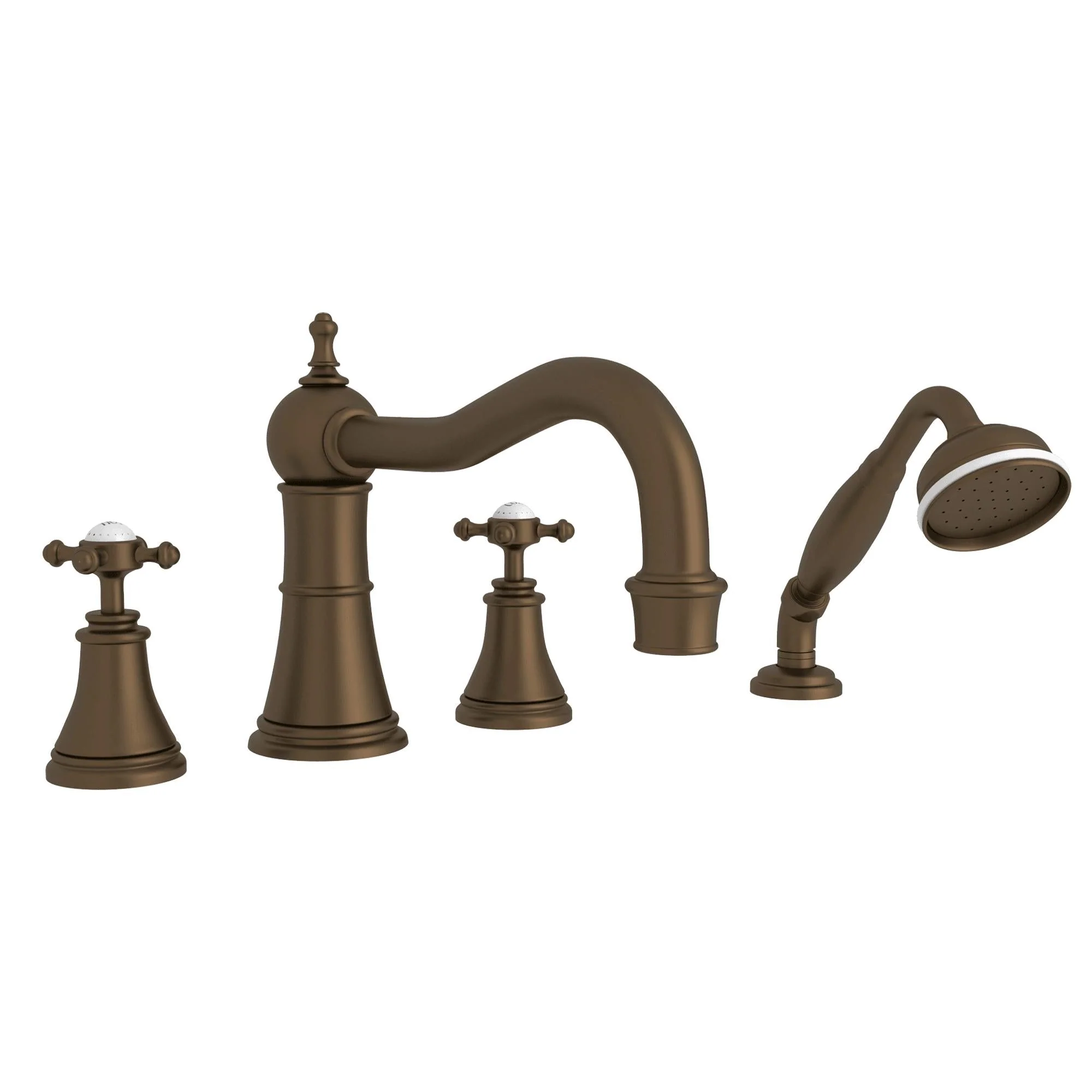 Perrin & Rowe U.3748 Georgian Era 4-Hole Deck Mount Tub Filler with Column Spout - Image 2