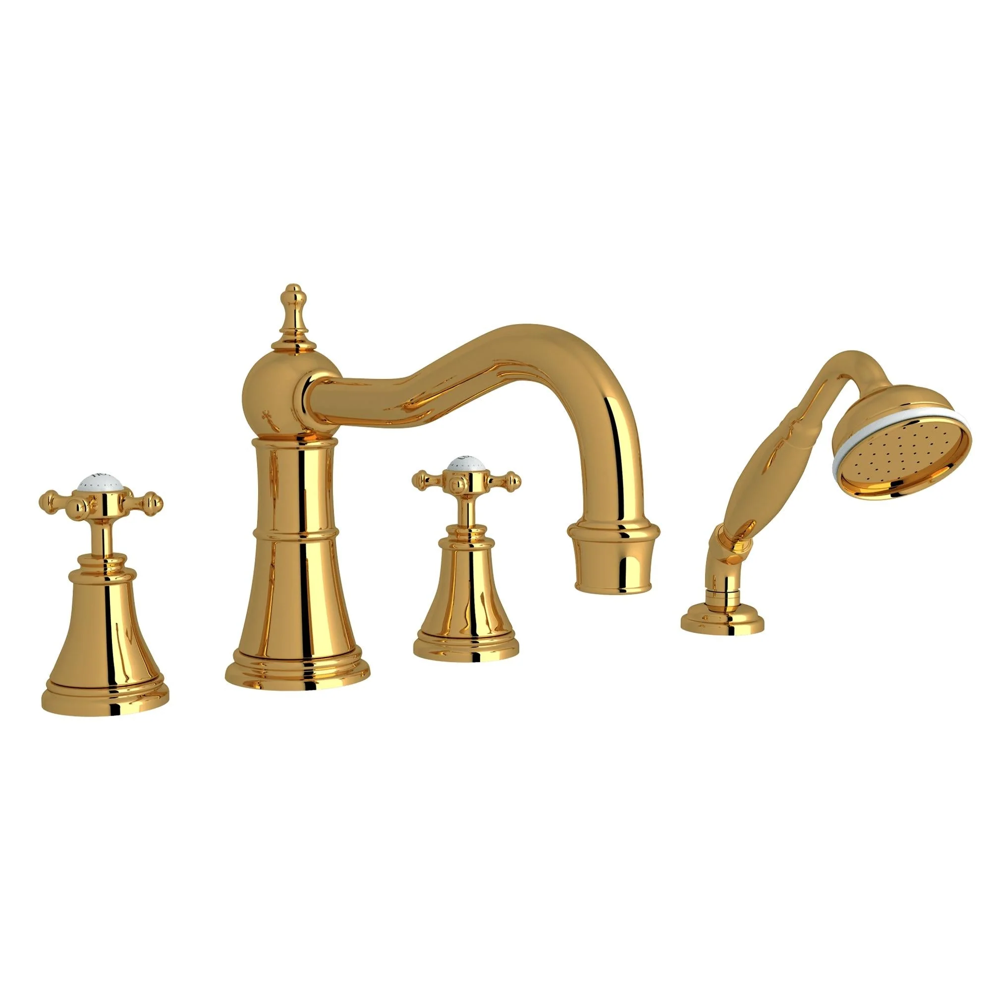 Perrin & Rowe U.3748 Georgian Era 4-Hole Deck Mount Tub Filler with Column Spout - Image 6