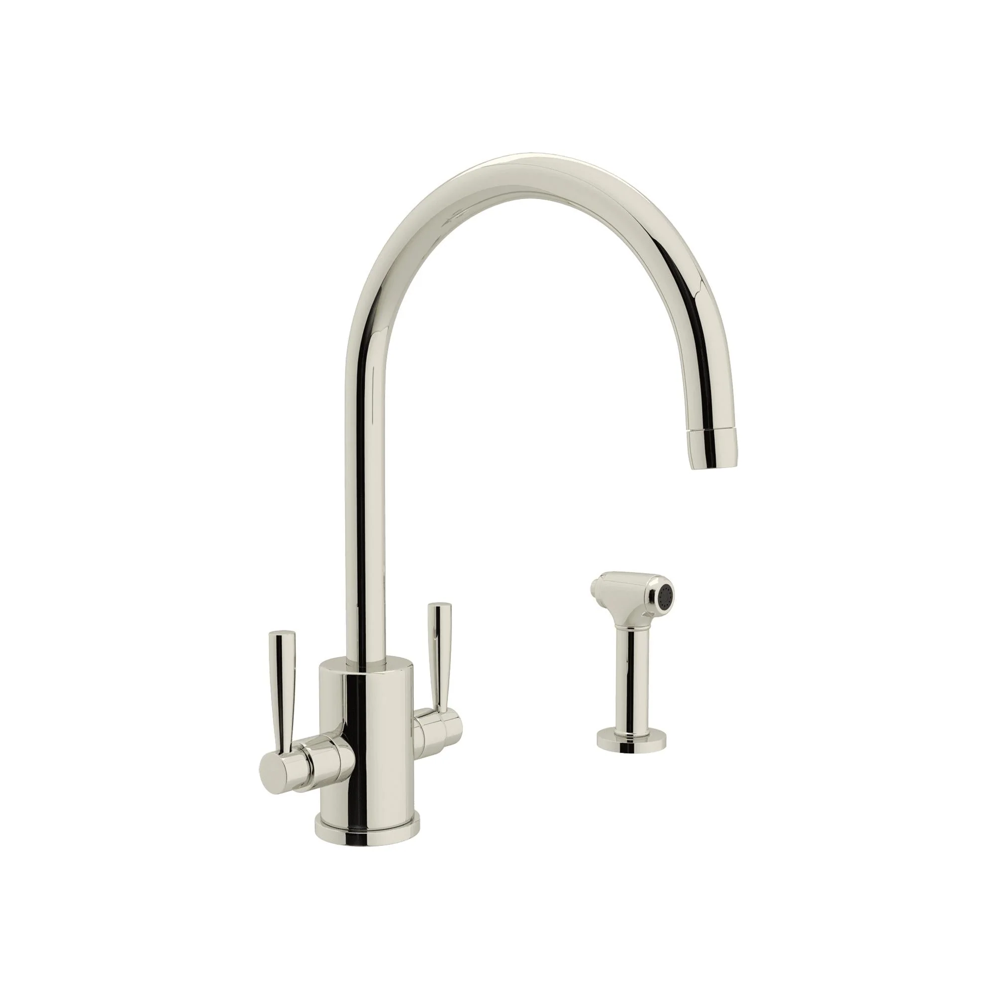 Perrin & Rowe U.4312 Holborn Two Handle Kitchen Faucet With C-Spout and Side Spray - Image 3