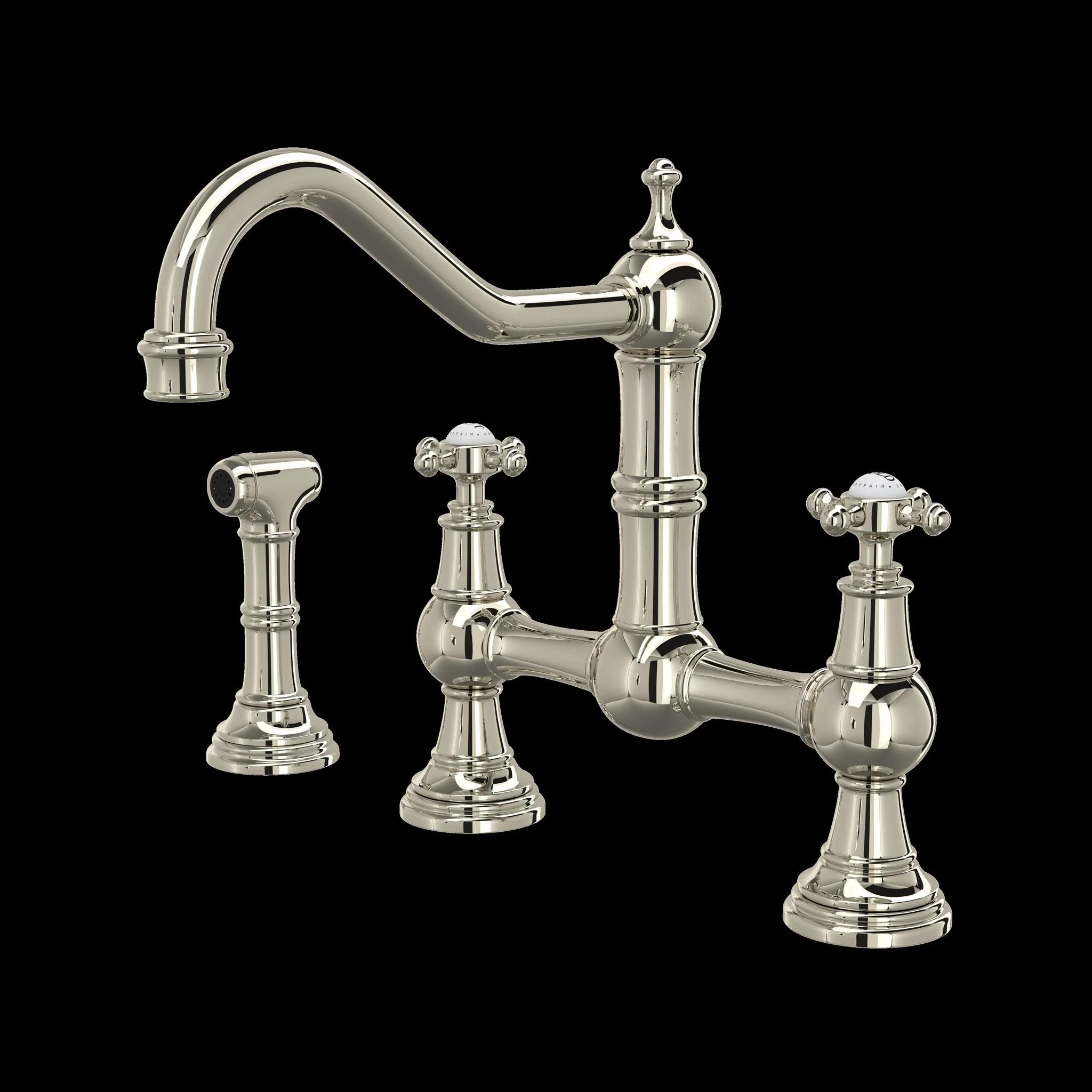 Perrin & Rowe U.4755 Edwardian Bridge Kitchen Faucet With Side Spray - Image 4