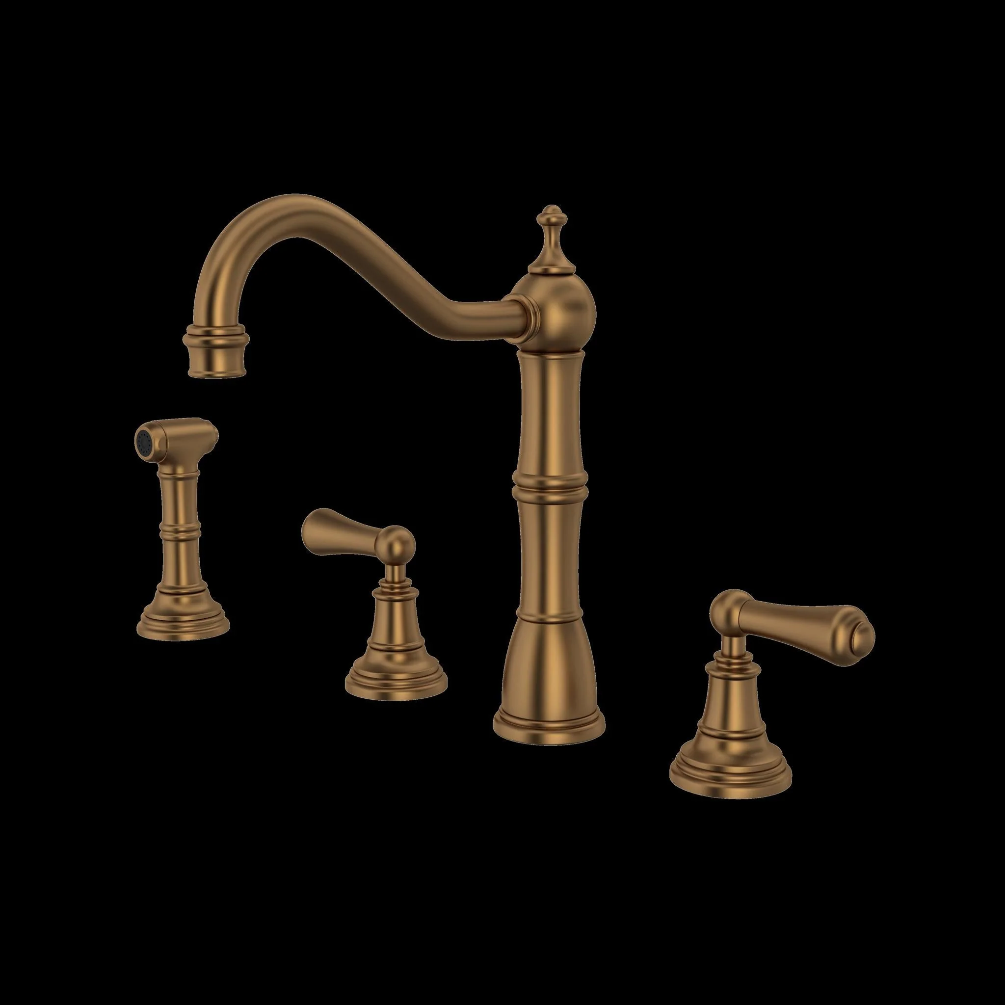 Perrin & Rowe U.4776 Edwardian Two Handle Kitchen Faucet With Side Spray - Image 2