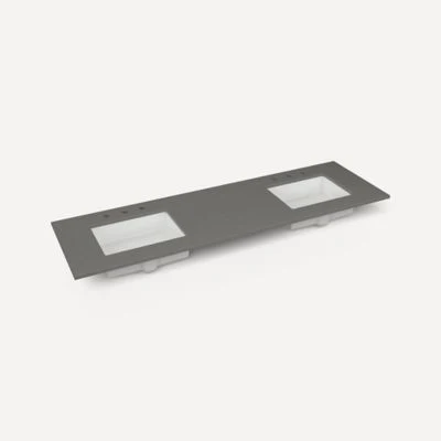Robern Engineered Stone Top Quartz Stone Vanity Top, 73" x 3/4" x 22", Double Undercounter Sink, Three Hole - Image 3
