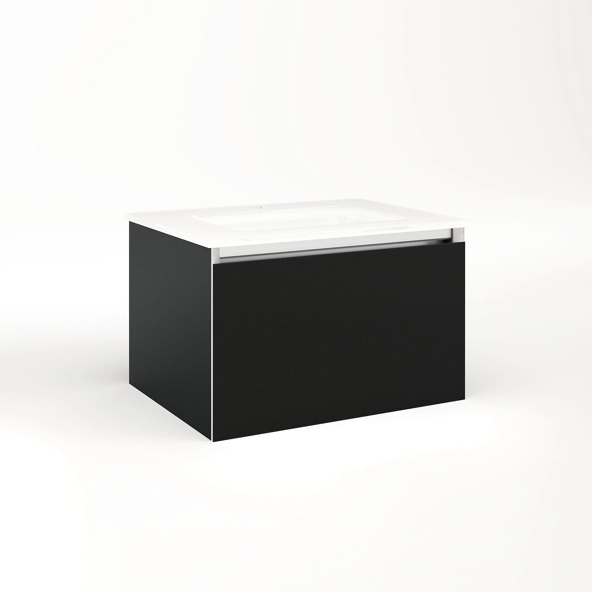 robern VM24H2D18P28N Cartesian Vanity, 24" x 15" x 18", Matte Black, Plumbing Drawer, No Night Light
