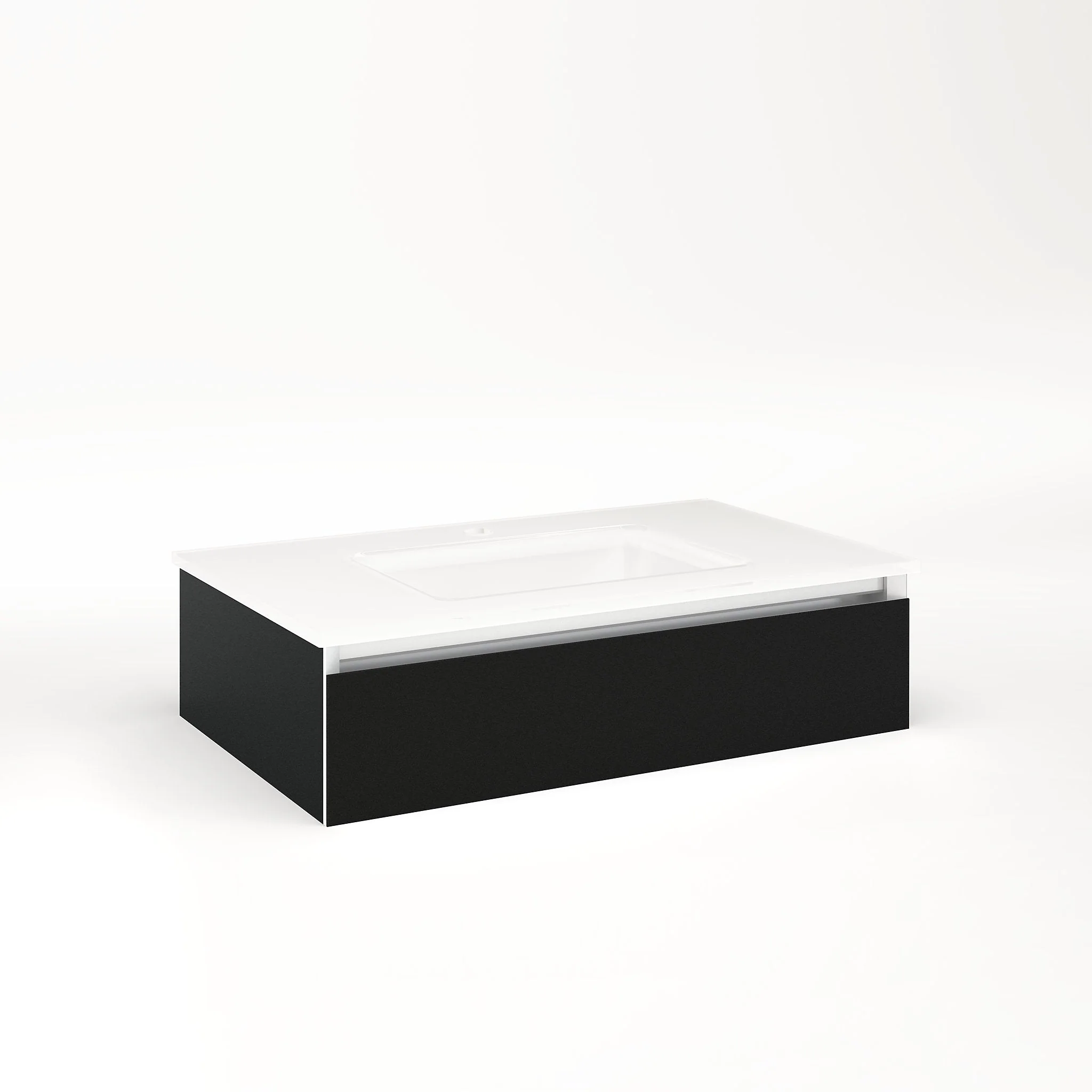 robern VM30H1D18P28L Cartesian Vanity, 30" x 7-1/2" x 18", Matte Black, Plumbing Drawer, Night Light, 5000K Temperature (Cool Light)