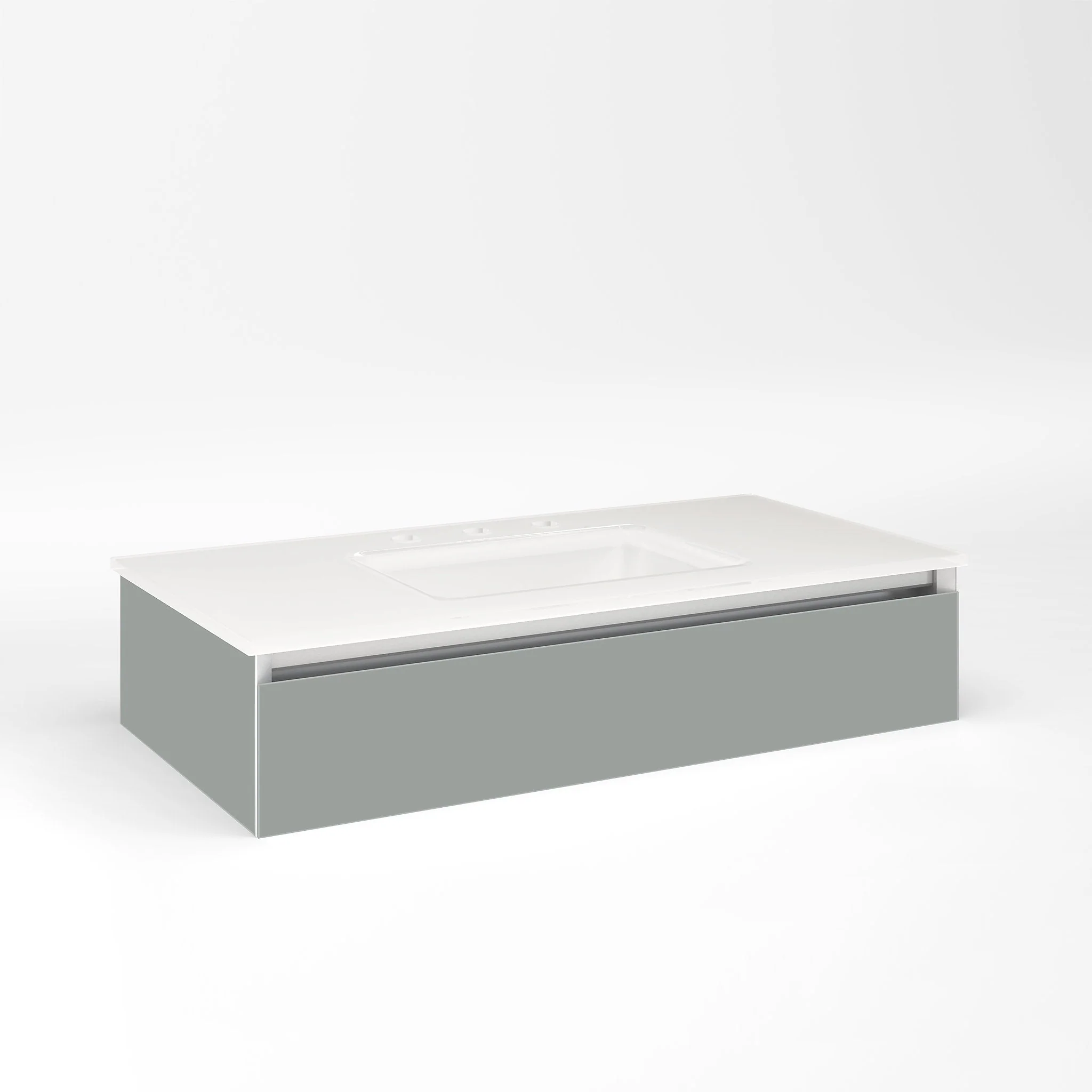 robern VM36H1D18P27L Cartesian Vanity, 36" x 7-1/2" x 18", Matte Gray, Plumbing Drawer, Night Light, 5000K Temperature (Cool Light)