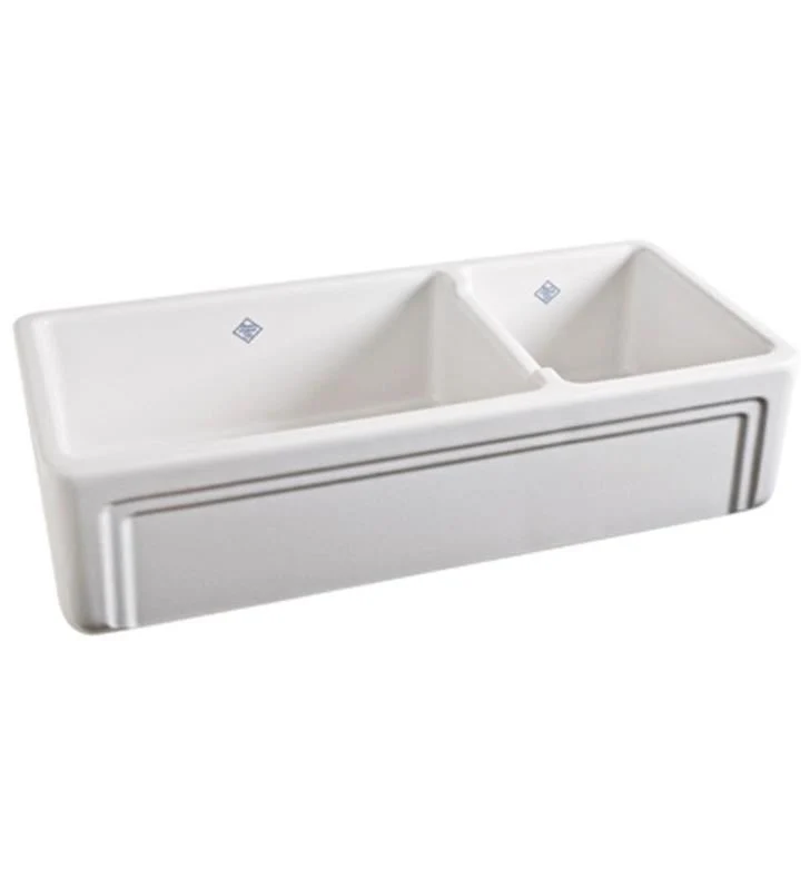 Shaws RC4018 40" Egerton Double Bowl Farmhouse Apron Front Fireclay Kitchen Sink - Image 4